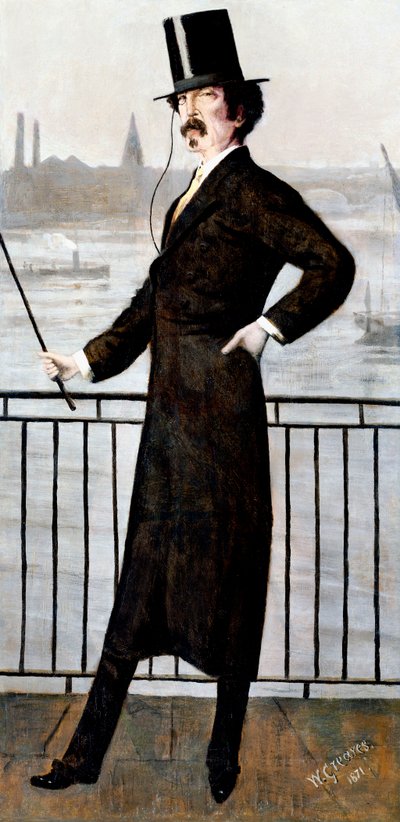 James Abbott McNeill Whistler sur la promenade de la veuve à sa maison à Lindsey Row, Chelsea, 1871 - Walter Greaves