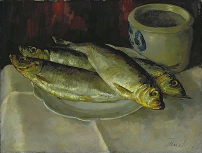 Nature morte au poisson (huile sur toile) - Walter Heinrich Tanck