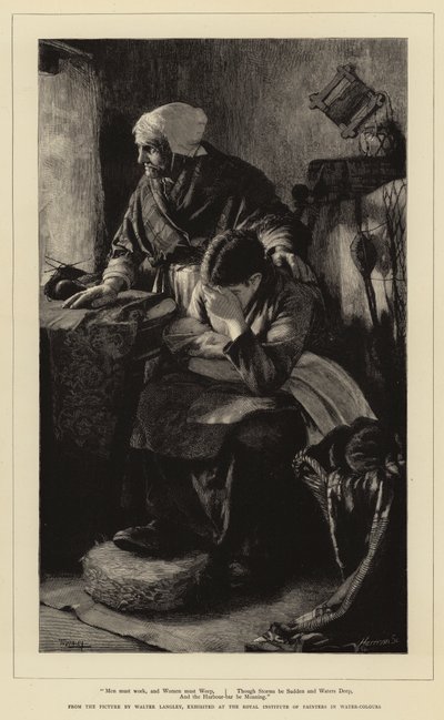 Les hommes doivent travailler, et les femmes doivent pleurer, bien que les tempêtes soient soudaines et les eaux profondes, et que la barre du port gémit - Walter Langley