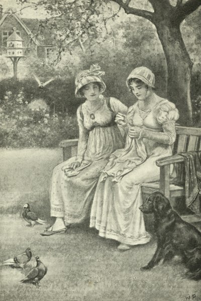 Jane Austen, cousant, avec sa sœur Cassandra dans le jardin du presbytère - Walter Paget