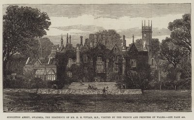 Abbaye de Singleton, Swansea, la résidence de M. H H Vivian, MP, visitée par le prince et la princesse de Galles - Walter Paget