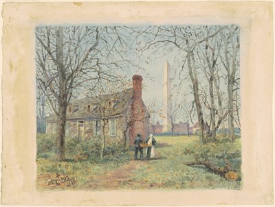 Le cottage de David Burns et le monument de Washington - Walter Paris