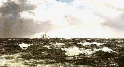 Paysage marin avec des navires en plein canal - Walter Shaw