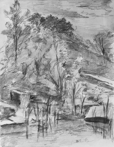 Arbres et ruisseau - Walter Shirlaw