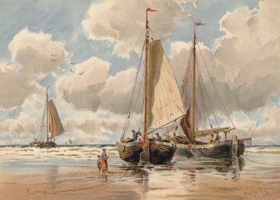 Navires néerlandais à marée basse - Walter William May