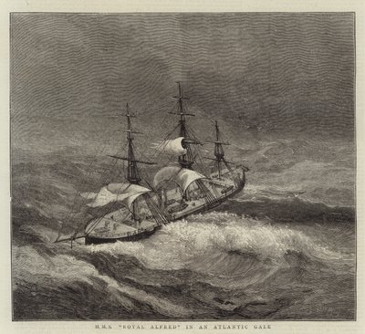 HMS Royal Alfred dans une tempête atlantique - Walter William May