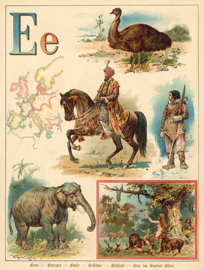 Lettre E (chromolithographie) - Walter Zweigle