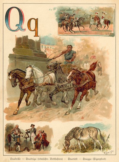 Lettre Q (chromolithographie) - Walter Zweigle