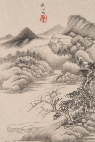 Paysage dans le style de divers vieux maîtres: Paysage après Dong Yuan (actif 934) - Wang Jian