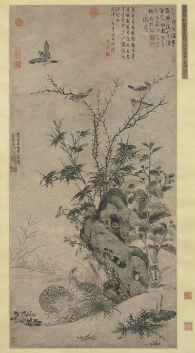 Cailles et moineaux dans une scène automnale - Wang Yuan