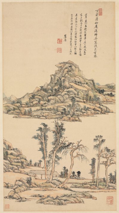 Paysage dans le style coloré de Ni Zan - Wang Yuanqi