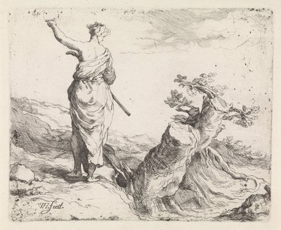 Paysage avec femme près d
