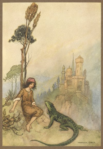 Le lézard montrant le palais à Tête-de-Chèvre, de Tête-de-Chèvre - Warwick Goble