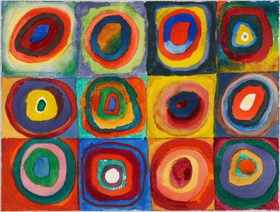 Étude de couleur. Carrés avec cercles concentriques - Wassily Kandinsky