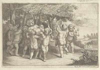 Garçons jouant de la musique et dansant portant un bacchant - Wenceslaus Hollar (rejected attribution)