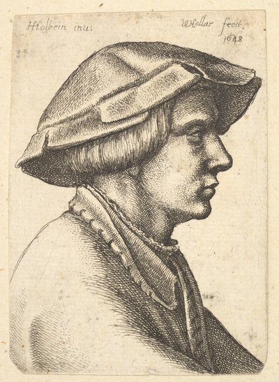 Tête de jeune homme portant un chapeau de profil à droite - Wenceslaus Hollar