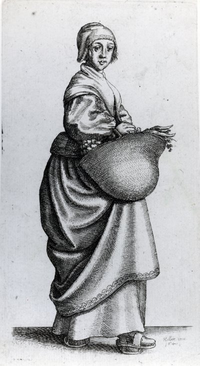 Servante revenant du marché, 1640 - Wenceslaus Hollar