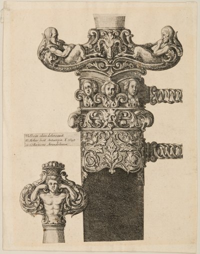 Gravure de dessins pour un pommeau, des quillons et un verrou - Wenceslaus Hollar