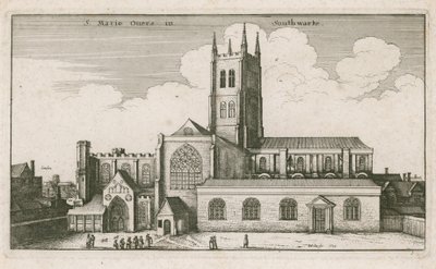 Saint Mary Overies, Southwark, Londres; dessin daté de 1647 - Wenceslaus Hollar