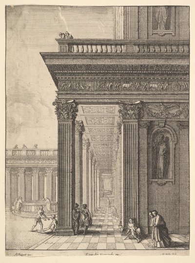 Cour du Temple avec des figures, d