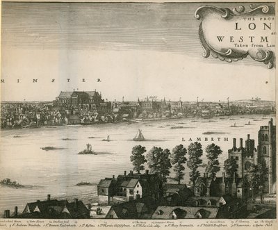 La perspective de Londres et Westminster prise de Lambeth - Wenceslaus Hollar