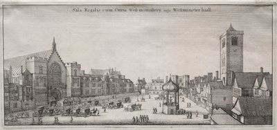 Vue de Londres : New Palace Yard avec Westminster Hall et la Clock House - Wenceslaus Hollar
