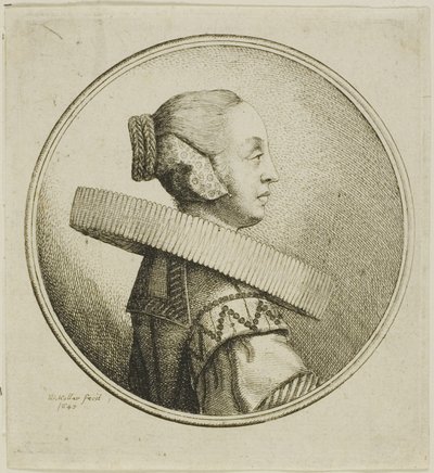Femme avec une fraise circulaire en profil à droite - Wenceslaus Hollar