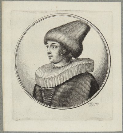 Femme portant un bonnet en fourrure à pointe - Wenceslaus Hollar