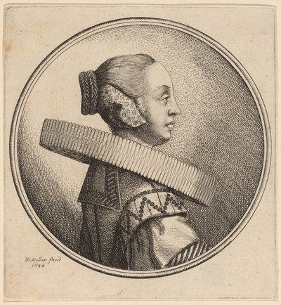 Femme avec une fraise de profil - Wenceslaus Hollar
