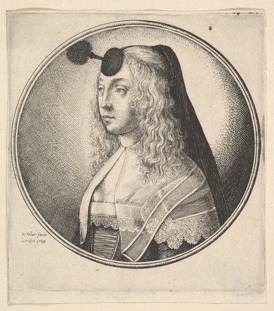 Femme avec houpette sur le front tournée vers la gauche, 1643 - Wenceslaus Hollar