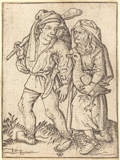 Fermier et Femme avec une Oie - Wenzel von Olmutz after Master of the Housebook