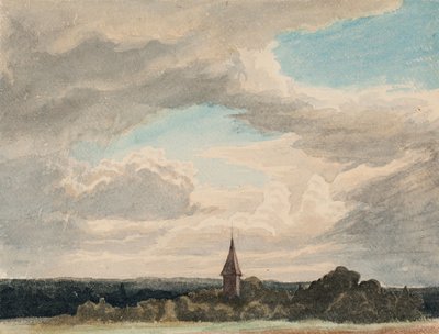 Clocher dans un paysage à Odenthal, étude - Werner Holmberg