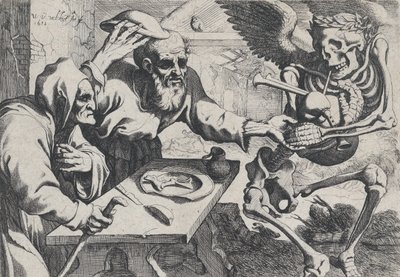 Vieux couple et la mort avec des cornemuses, 1612 - Werner Jacobsz. van den Valckert
