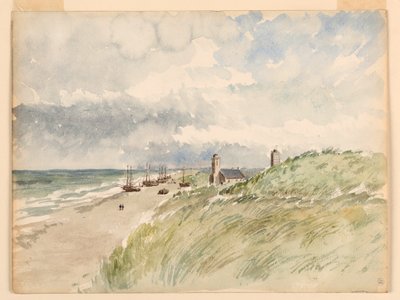 Dessin, Le rivage de Kativigh, Hollande, 21 août 1887 - Whitney Warren Jr.