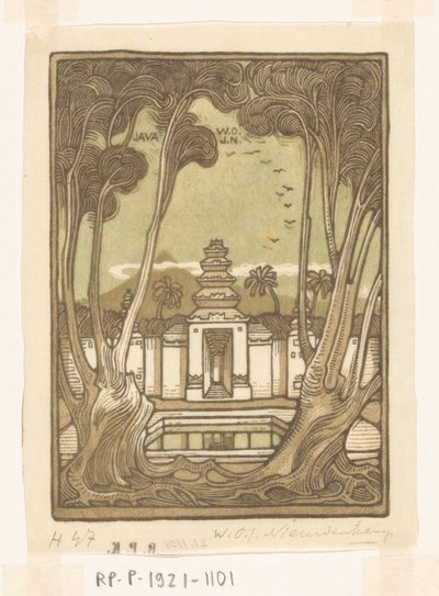 Cimetière près de Yogyakarta à Java - Wijnand Otto Jan Nieuwenkamp (signed by artist)