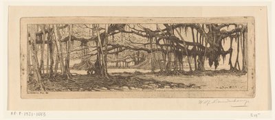 Dans le jardin à Buitenzorg - Wijnand Otto Jan Nieuwenkamp (signed by artist)