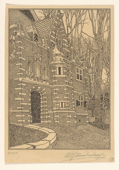 Portail sud de la Grande ou église Saint-Nicolas à Edam - Wijnand Otto Jan Nieuwenkamp (signed by artist)