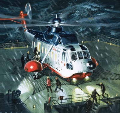 Danger Men of the Oil Fields, un hélicoptère S-61N de British Airways - Wilf (20th century) Hardy