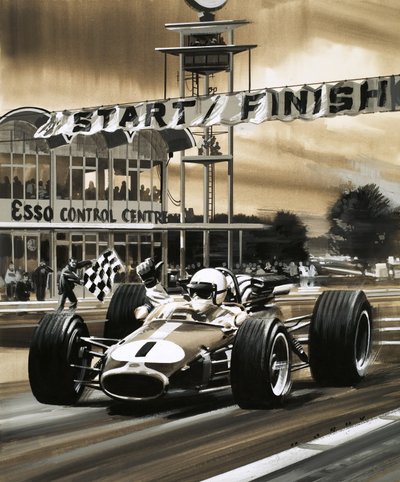 Jack Brabham fait le signe du pouce en l