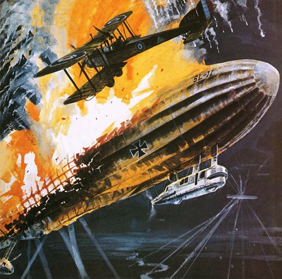 Abattre un zeppelin pendant la Première Guerre mondiale - Wilf (20th century) Hardy
