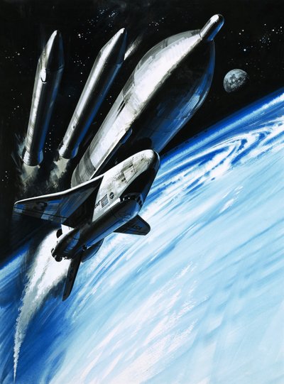 La navette spatiale au moment où elle perd deux de ses moteurs-fusées - Wilf (20th century) Hardy