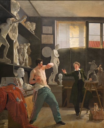 Un Sculpteur dans son Atelier Travaillant d