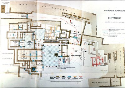 Carte de la ville antique de Tirynthe, Heinrich Schliemann, Paris - Wilhelm Doerpfeld