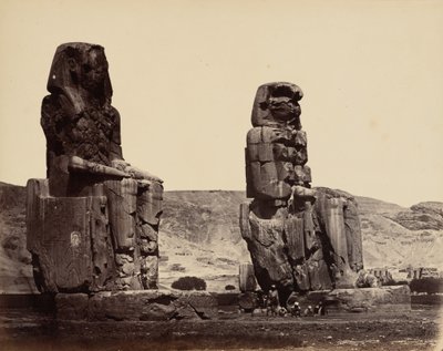 Colosses de Memnon à Thèbes (Colossi of Memnon at Thebes),c. 1859 (photo) - Wilhelm Hammerschmidt