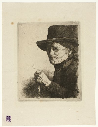 Vieil homme avec une canne - Wilhelm Maria Hubertus Leibl