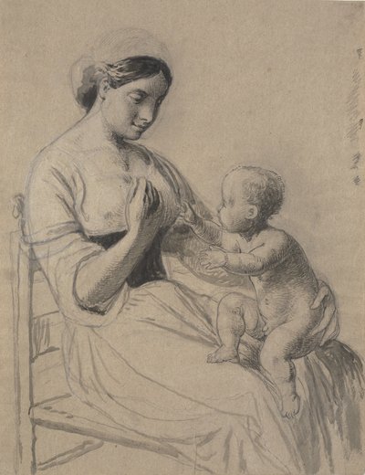 Italienne avec un enfant nu sur les genoux - Wilhelm Marstrand