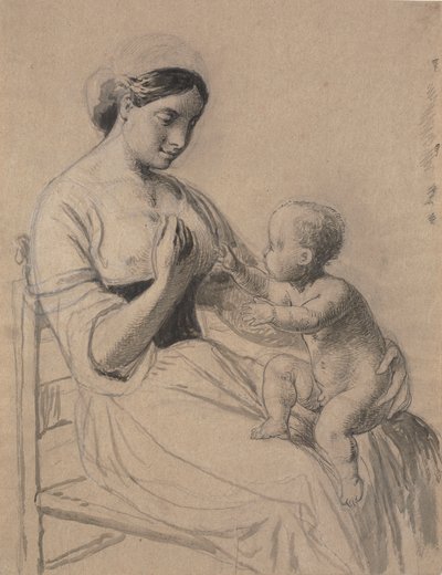 Italienne avec un enfant nu sur les genoux - Wilhelm Marstrand