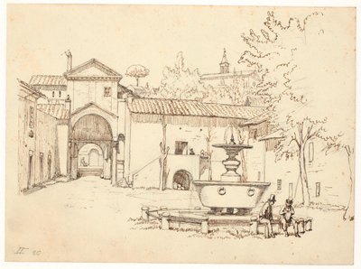 Cour romaine avec fontaine - Wilhelm Marstrand