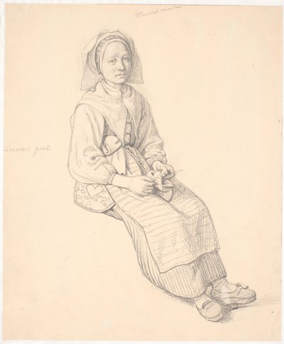 Femme suédoise assise avec du tricot - Wilhelm Marstrand
