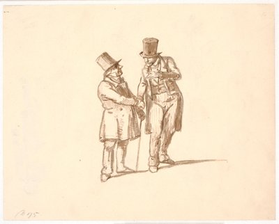 Deux messieurs en hauts-de-forme discutent ensemble - Wilhelm Marstrand